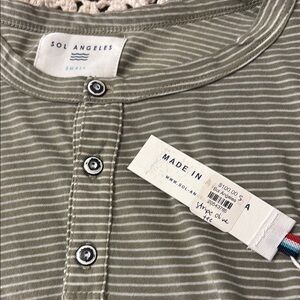 Sol Angeles Olive Striped Henley Shirt